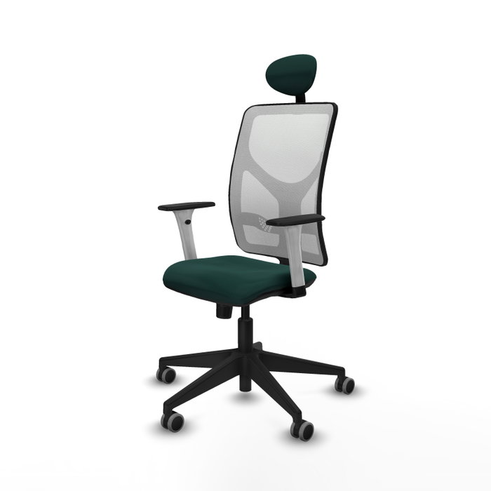 PIQUERAS Y CRESPO Silla de oficina Motilla con mecanismo Sincro, Verde botella y Blanco
