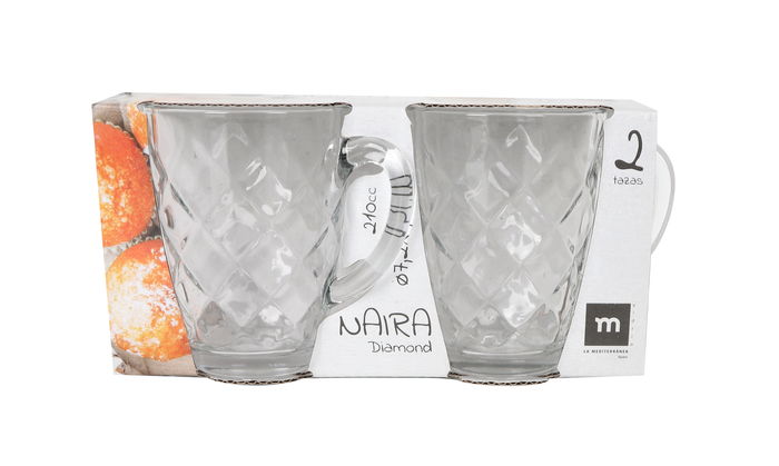 La Mediterranea Set 2 Tazas Café con Leche 21 cl Diamond Naira (36 Cajas)