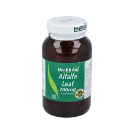 HEALTH AID Alfalfa Leaf 700Mg 120 Comp. Complemento Alimenticio Antihemorrágico, Estrogénico, Antianémico, Vitaminico, Remineralizante e Hipolipemiante