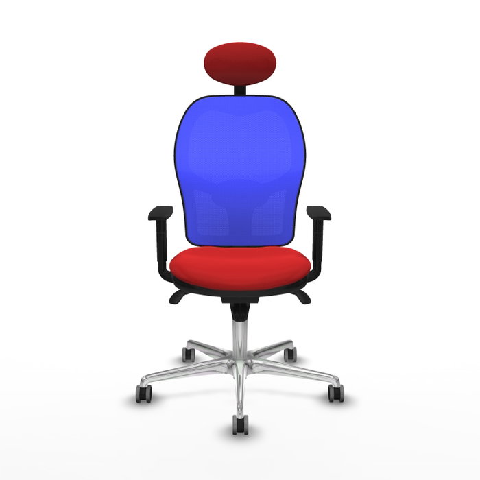 PIQUERAS Y CRESPO Silla de oficina Jorquera con mecanismo Sincro, Similpiel Rojo y Malla Azul