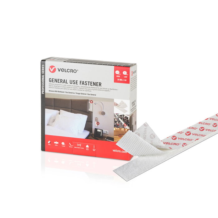 Velcro® Cinta de gancho y bucle adhesiva blanca 20mm x 5 m Velcro® Cinta de gancho y bucle adhesiva blanca 20mm x 5 m