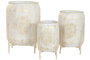 DKD Home Decor Mlaya Macetero Árabe Blanco Dorado 43 x 43 x 59 cm Set de 3