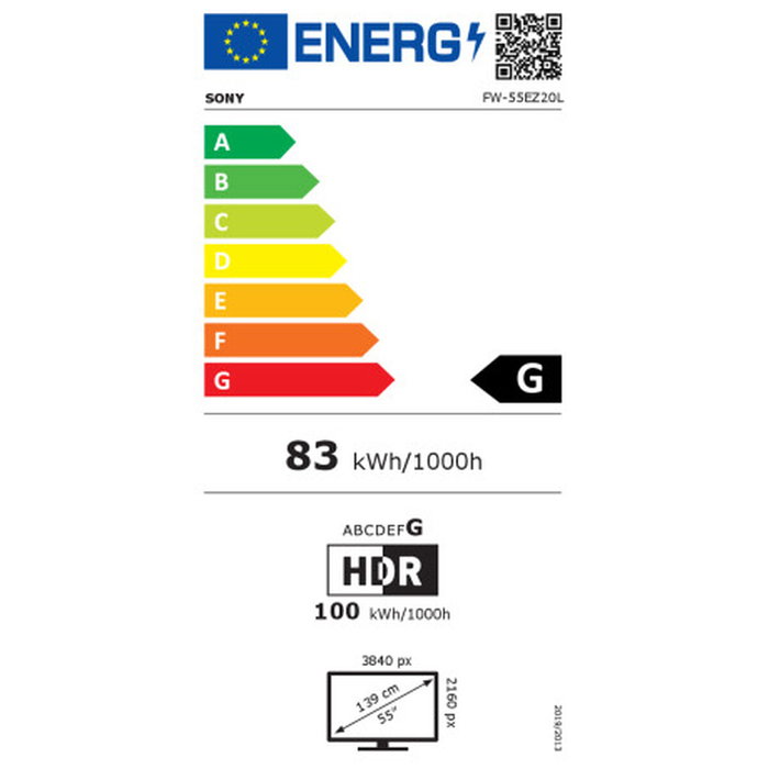 Sony FW-55EZ20L Pantalla de señalización digital 55 Pulgadas 4K UHD Negro
