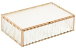 DKD Home Decor Joyero de Cristal y Metal Dorado 24x15x6,5 cm