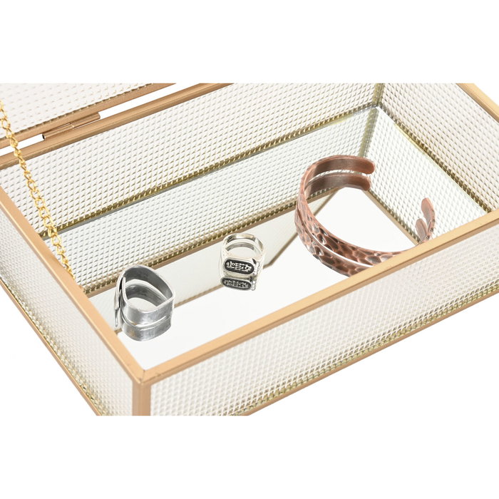 DKD Home Decor Joyero de Cristal y Metal Dorado 24x15x6,5 cm DKD Home Decor Joyero de Cristal y Metal Dorado 24x15x6,5 cm