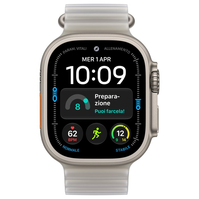 Apple Watch Ultra 4 49mm Natural Titanium Cellular con correa Ocean gris translúcida