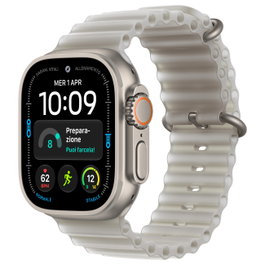Apple Watch Ultra 4 49mm Natural Titanium Cellular con correa Ocean gris translúcida