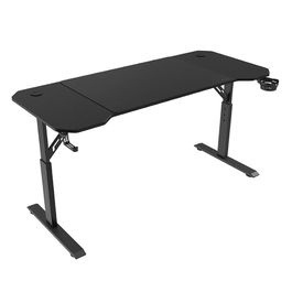 Mars Gaming Mesa Gaming Ergo MGDERGO140 140x60 cm Altura Ajustable 3 Posiciones Fibra de Carbono, Soporte Cascos y Alfombrilla Incluida - Negro