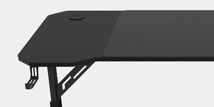 Mars Gaming MGD-ERGO140 Mesa Gaming Ajustable en Altura 140x60cm Negra - Incluye Alfombrilla XXL, Soportes para Auriculares y Bebidas, Gestión de Cables