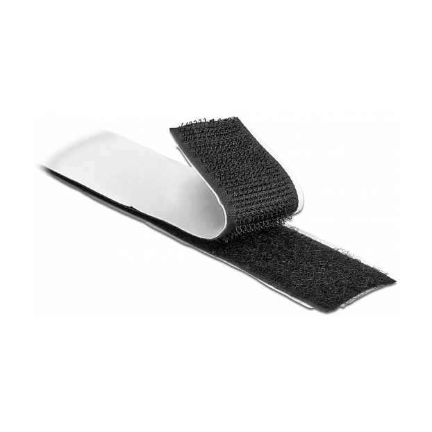DeLOCK Cinta de gancho y lazo autoadhesiva 5 m x 25 mm negro