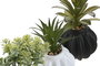 DKD Home Decor Planta Artificial Crema Negro Blanco Verde Cerámica 8 x 13 x 8 cm (6 Unidades)