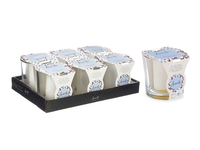 Acorde Portavela Taco Vela Algodon Blanco 10 cm x 10 cm x 10 cm (Set de 6)