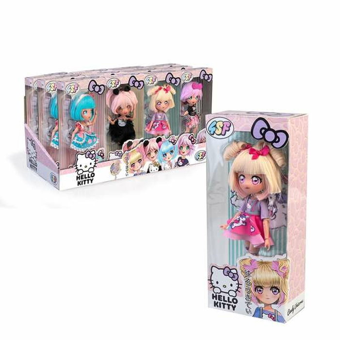 Famosa Muñeca Hello Kitty con 15 puntos de articulación y accesorios, 19.5 cm Famosa Muñeca Hello Kitty con 15 puntos de articulación y accesorios, 19.5 cm
