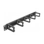 DeLOCK Panel pasacables con cepillo 19″ con 5 ganchos, 1U, Negro