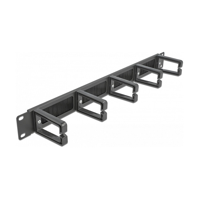 DeLOCK Panel pasacables con cepillo 19 pulg. con 5 ganchos negro 1U DeLOCK Panel pasacables con cepillo 19 pulg. con 5 ganchos negro 1U