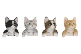 DKD Home Decor Set de 4 Figuras Gato Maceta en Resina