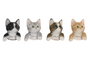 DKD Home Decor Set de 4 Figuras Gato Maceta en Resina