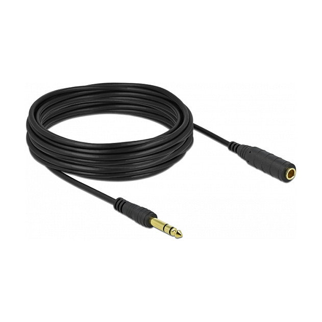 DeLOCK Cable de extensión de audio 6,35 mm 3 Pin Macho a Hembra 10 m Negro