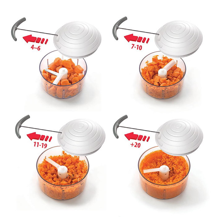 Metaltex Picadora Rotomac Manual, 500 ml, con Cuchillas Móviles de Acero Inoxidable, Ø12 x 11 cm, Picadora de Verduras Giratoria