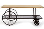 DKD Home Decor Mesa de Centro Metal y Abeto con Ruedas Negro/Natural