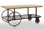 DKD Home Decor Mesa de Centro Metal y Abeto con Ruedas Negro/Natural