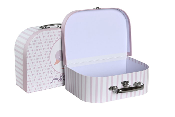 DKD Home Decor Caja Patito lindo 23 Baby Rosa Multicolor 28 x 20 x 9.5 cm Set de 3