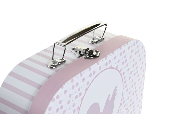 DKD Home Decor Caja Patito lindo 23 Baby Rosa Multicolor 28 x 20 x 9.5 cm Set de 3