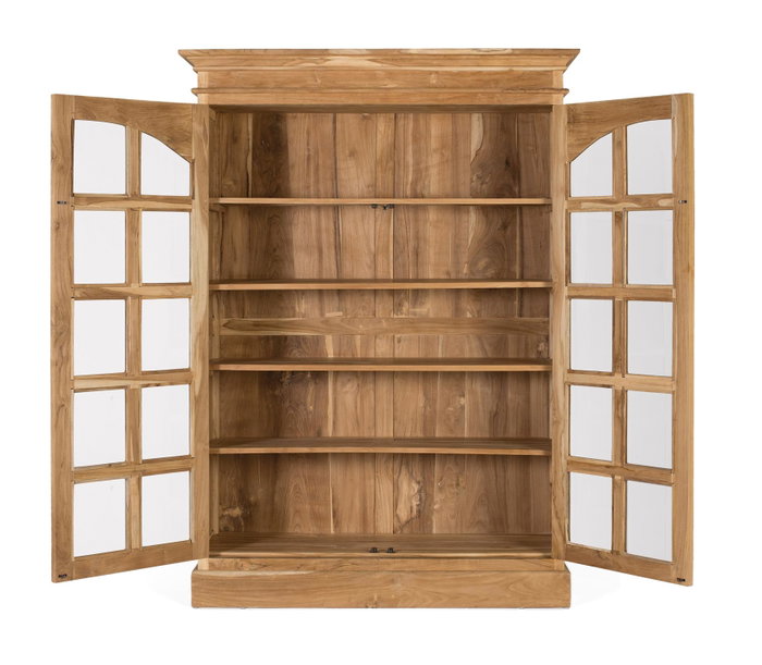 GINER Y COLOMER Librería de teca maciza con 2 puertas de cristal