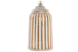 DKD Home Decor Decoración Luminosa LED Árabe Dorado y Blanco 11,5x11,5x21,5 cm