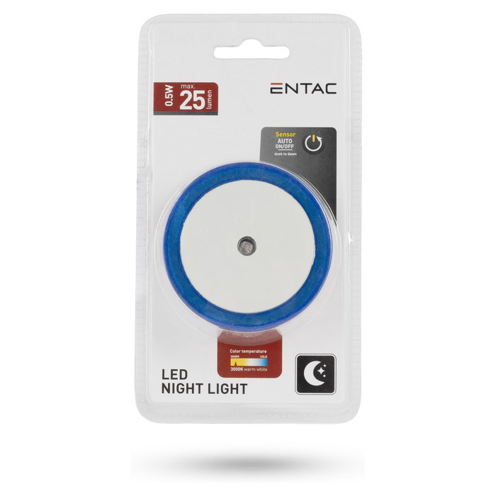 ENTAC Luz de noche LED 0.5W Blanco Frío con Sensor de Luz