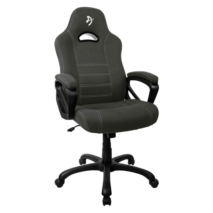 AROZZI Enzo Silla Gaming para PC, Negro/Gris Tela Woven, Respaldo y Asiento Acolchados, Ajuste de Altura e Inclinación, Soporte 95 kg