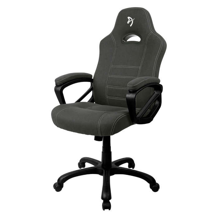AROZZI Enzo Silla Gaming para PC, Negro/Gris Tela Woven, Respaldo y Asiento Acolchados, Ajuste de Altura e Inclinación, Soporte 95 kg