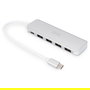 Digitus DA-70357-1 USB-C Hub 4 Puertos USB 3.0 con Cable Integrado y Puerto PD, Blanco