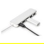 Digitus DA-70357-1 USB-C Hub 4 Puertos USB 3.0 con Cable Integrado y Puerto PD, Blanco