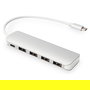 Digitus DA-70357-1 USB-C Hub 4 Puertos USB 3.0 con Cable Integrado y Puerto PD, Blanco