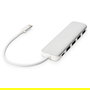 Digitus DA-70357-1 USB-C Hub 4 Puertos USB 3.0 con Cable Integrado y Puerto PD, Blanco