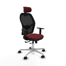 PIQUERAS Y CRESPO Silla de oficina Jorquera con mecanismo Sincro/Traslack, Granate y Negro