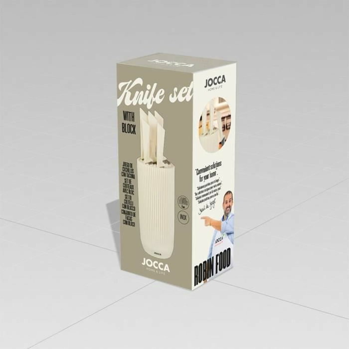 Jocca Juego de 5 cuchillos con taco de polipropileno Beige Jocca Juego de 5 cuchillos con taco de polipropileno Beige