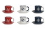 DKD Home Decor Set de 6 Tazas de Café de Gres con Grabado Azul