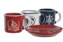 DKD Home Decor Set de 6 Tazas Café Mediterraneo Gres Azul Blanco Rojo 11 x 2 x 11 cm
