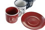 DKD Home Decor Set de 6 Tazas Café Mediterraneo Gres Azul Blanco Rojo 11 x 2 x 11 cm