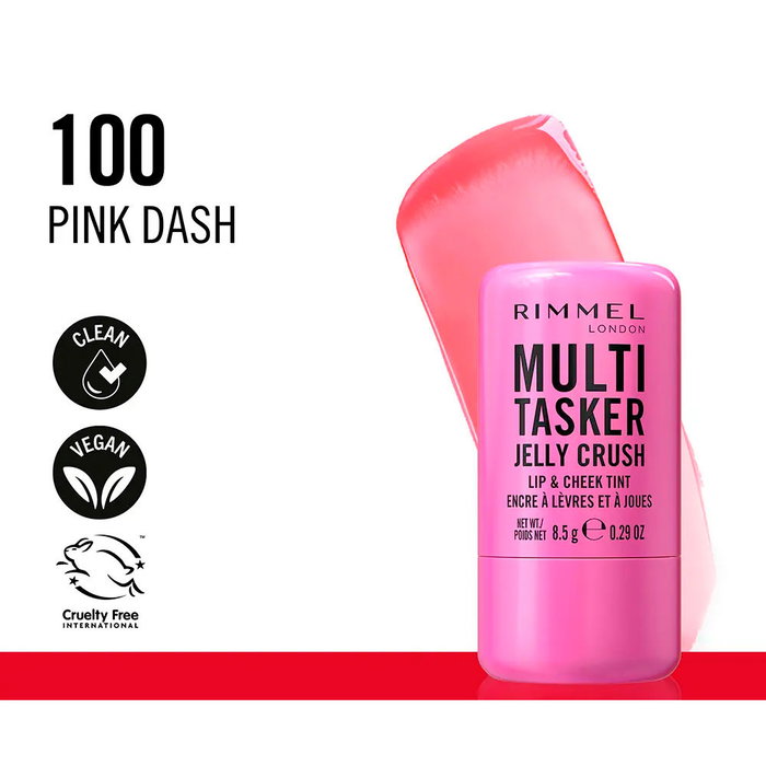 Rimmel London Multitasker Jelly Crush Colorete y Pintalabios en Stick #100-Pink Dash 8,5 gr