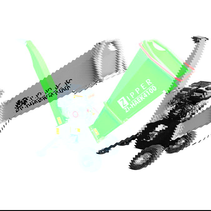 Zipper ZI-HAEK4100 Biotrituradora Eléctrica de 4100 W con Capacidad de Corte 10 cm, Hoja, 3600 RPM, Negro y Verde Claro