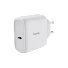 Trust Maxo Cargador de Pared 65W USB-C PD 3.0 con Cable 2m - Carga Rápida Universal para Portátil, Móvil y Tablet - Blanco