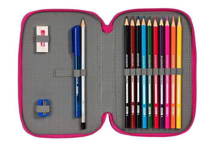 Plumier Doble Pinypon Azul Rosa 12.5 x 19.5 x 4 cm (28 piezas)