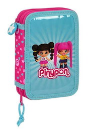 Plumier Doble Pinypon Azul Rosa 12.5 x 19.5 x 4 cm (28 piezas)