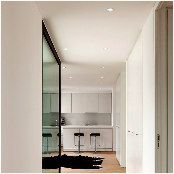 Cristalrecord Sylt - Downlight LED Empotrable Redondo, 7W, 3CCT (3000K/4000K/6000K), 600 Lm, Blanco, Ajustable 45°, GU10, IP20, Clase F, Ø8.5 cm