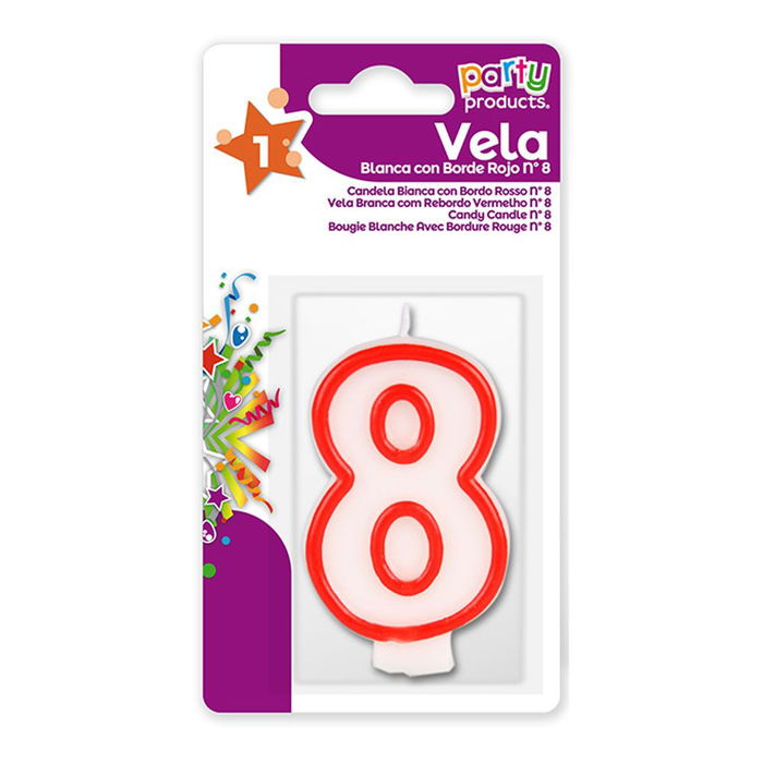 Best Products Vela N°8 Repostería Cera Rojo / Blanco Número 8