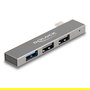 DeLOCK Concentrador USB 3 Puertos Slim, USB-C a 1x USB-A 10 Gbps (USB 3.2 Gen 2) + 2x USB-A 2.0, Plug and Play, Gris Metal