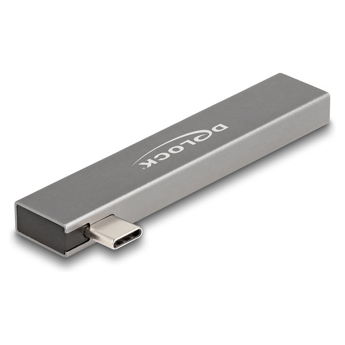 DeLOCK Concentrador USB 3 Puertos Slim, USB-C a 1x USB-A 10 Gbps (USB 3.2 Gen 2) + 2x USB-A 2.0, Plug and Play, Gris Metal